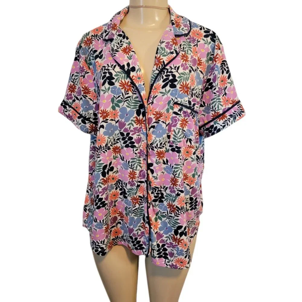 Kate Spade New York Black Label Spring Floral Pajama Top Short Sleeve
